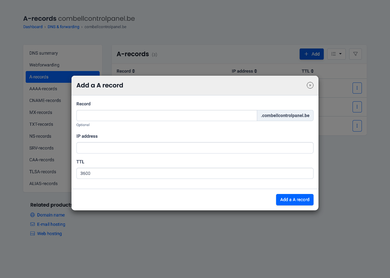 Configuration des enregistrements DNS