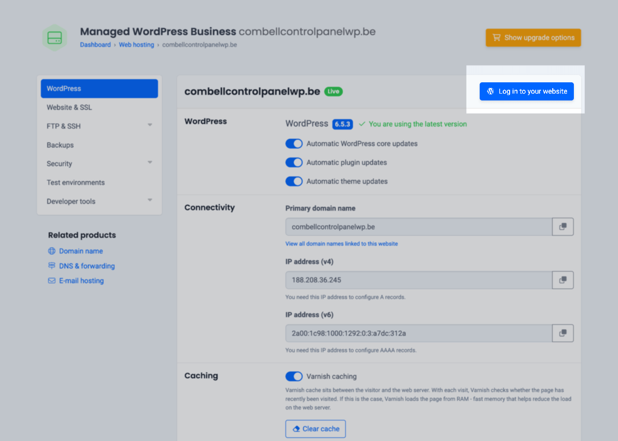 Connectez-vous à votre site web