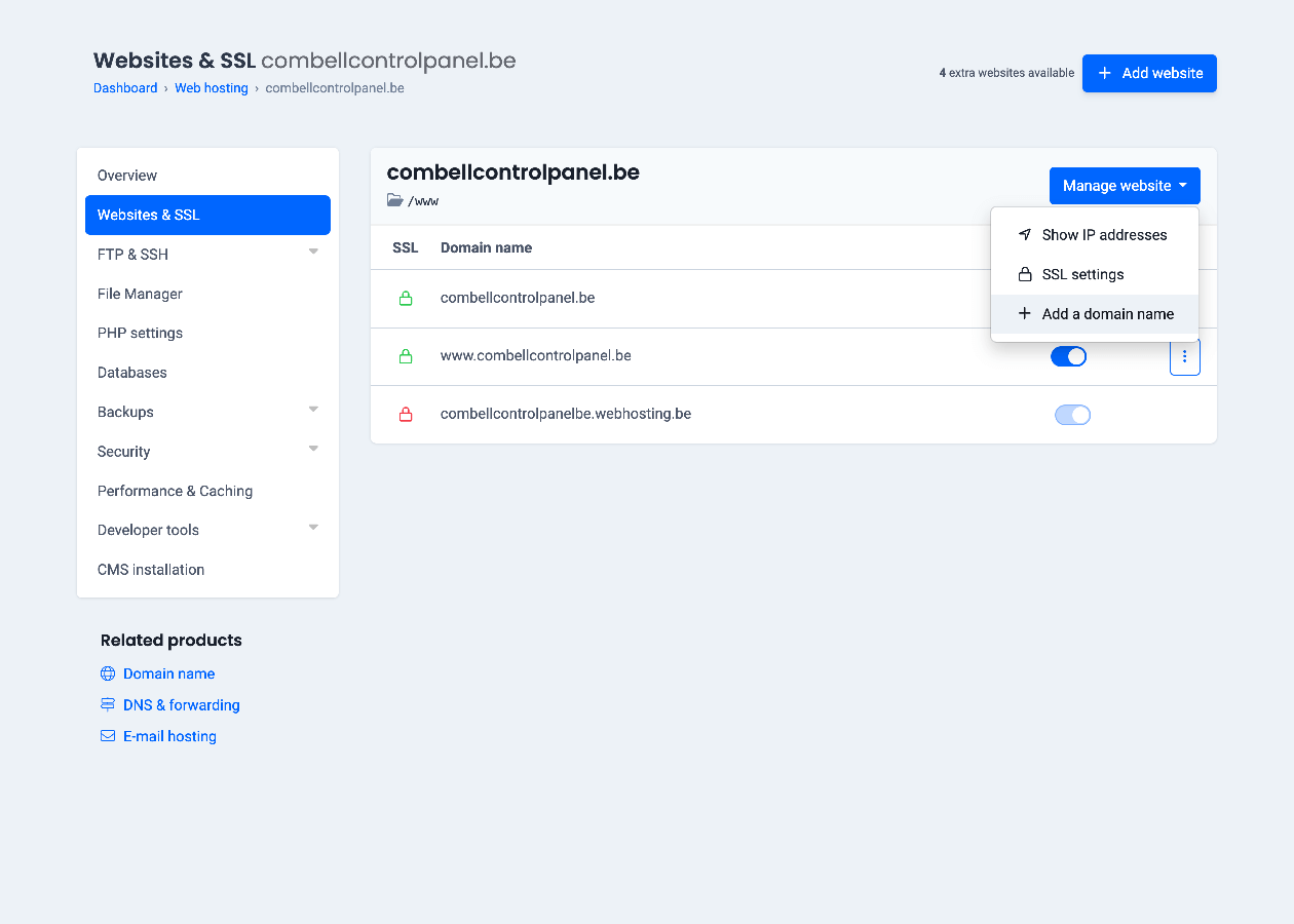 Associez des domaines à vos sites web