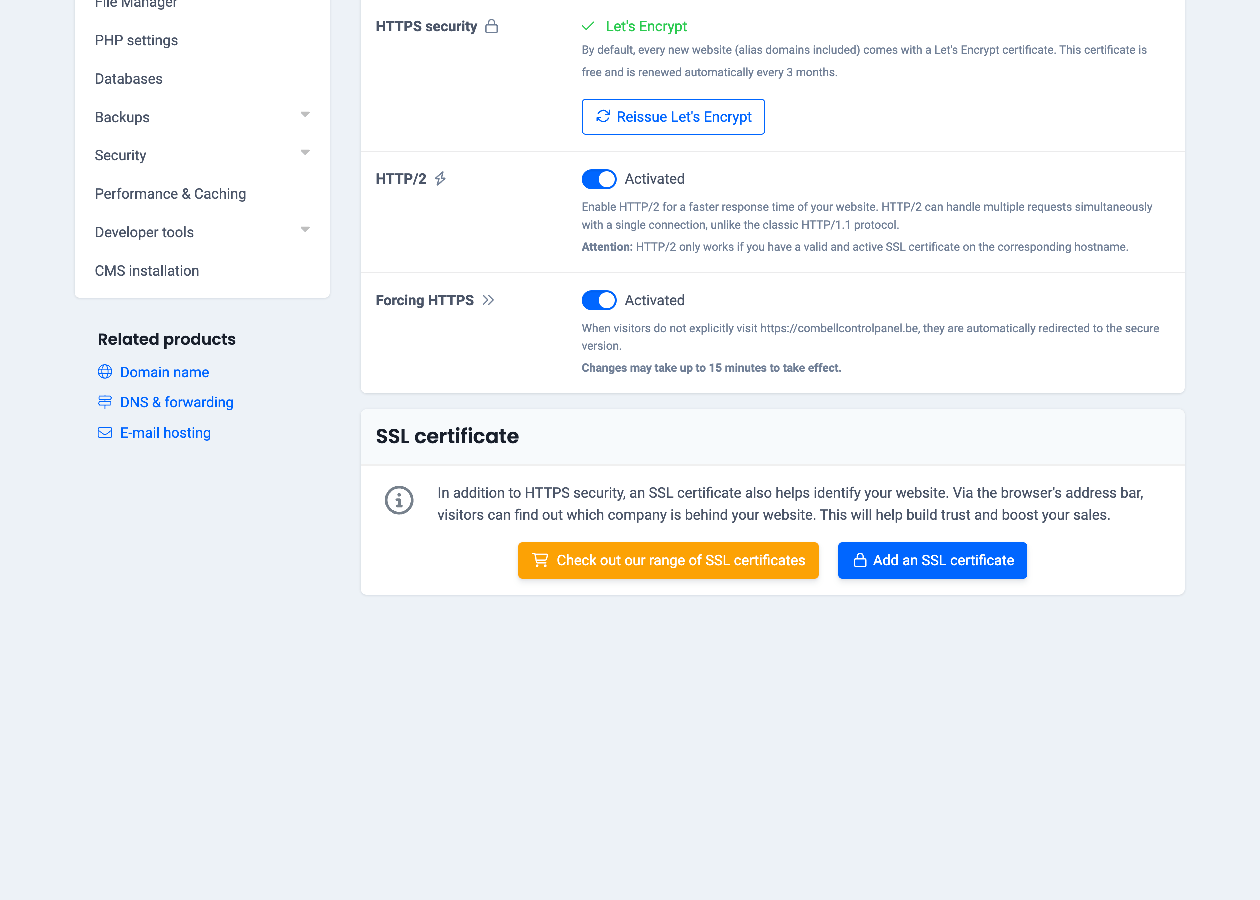Ajuster les paramètres SSL