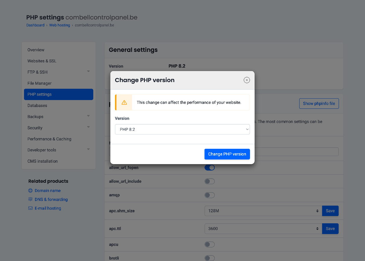 Changer de version de PHP en un seul clic