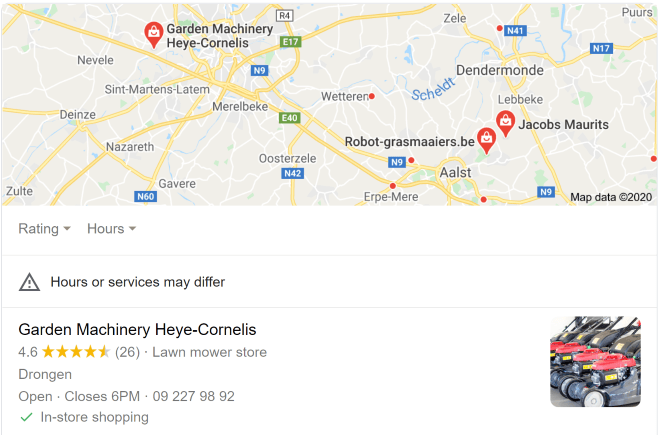 Map with SEO results