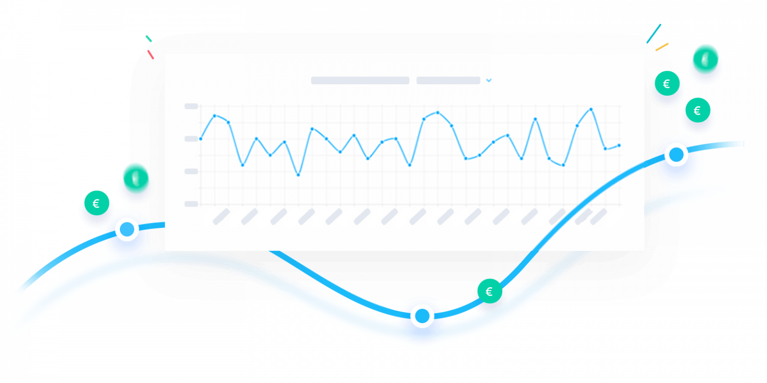 Charting monthly webshop costs A graph with fluctuating line showing the importance of mapping monthly webshop costs.