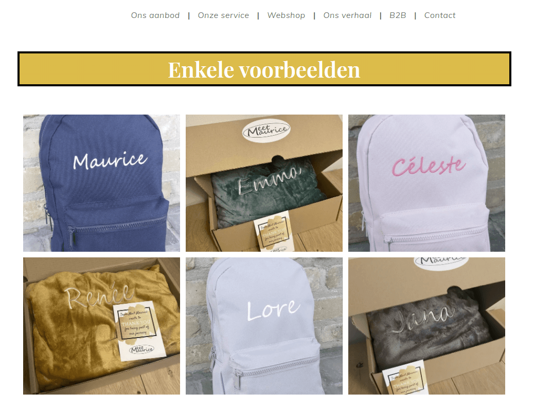 Meet Maurice webshop examples