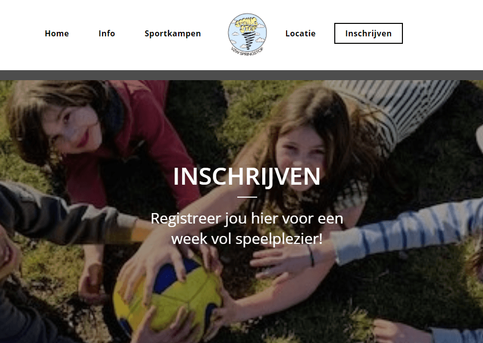 SpringStof registrations for sports camps in SiteBuilder