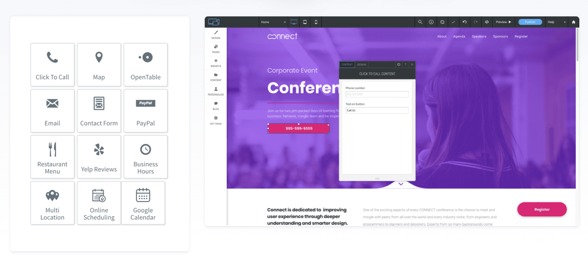 Widgets of SiteBuilder