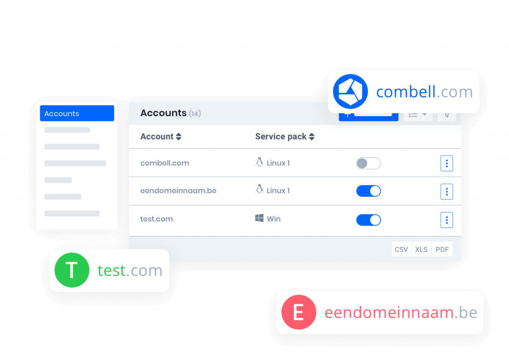 As a Combell reseller you manage your customers' websites in one dashboard