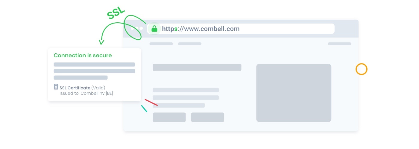 Secure your website with an SSL certificate An address bar with an https url and a lock icon. This ensures a secure connection (SSL).