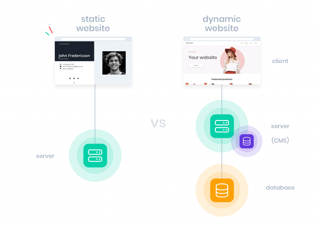 Static vs dynamic websites.