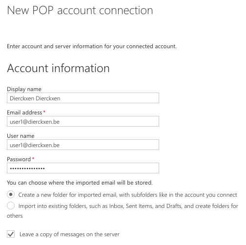 Fill in name, email and password (POP)