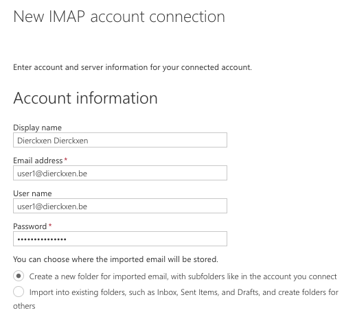 Fill in name, email and password (IMAP)