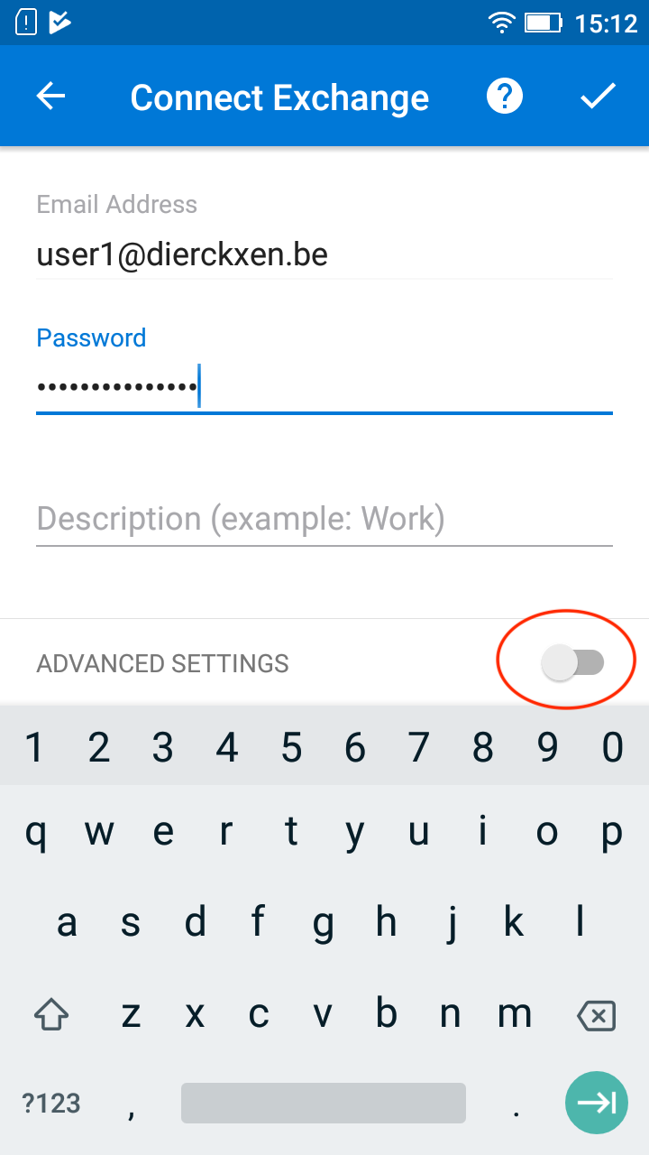 Type your password and click on 'Advanced settings'