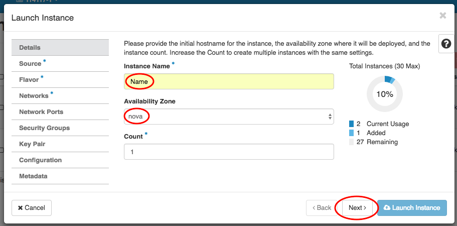 Instance Name and Zone