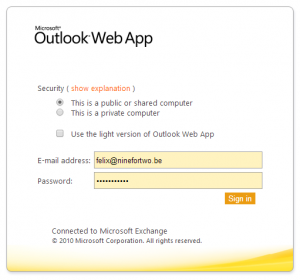 Log in on Outlook Web App