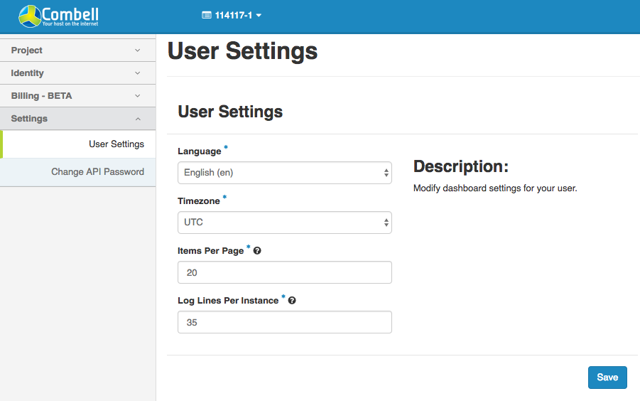 User settings