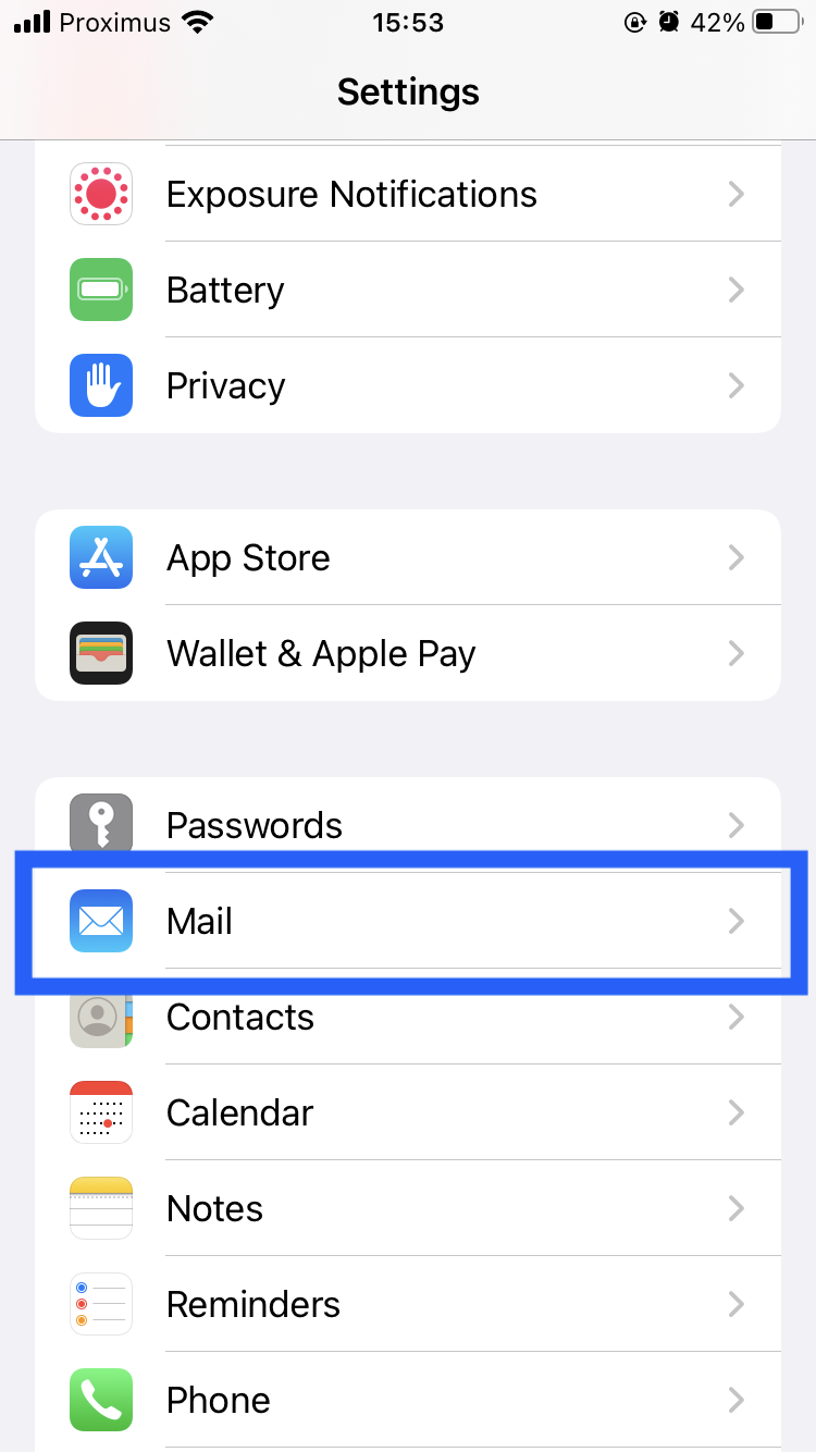 iOS Mail settings