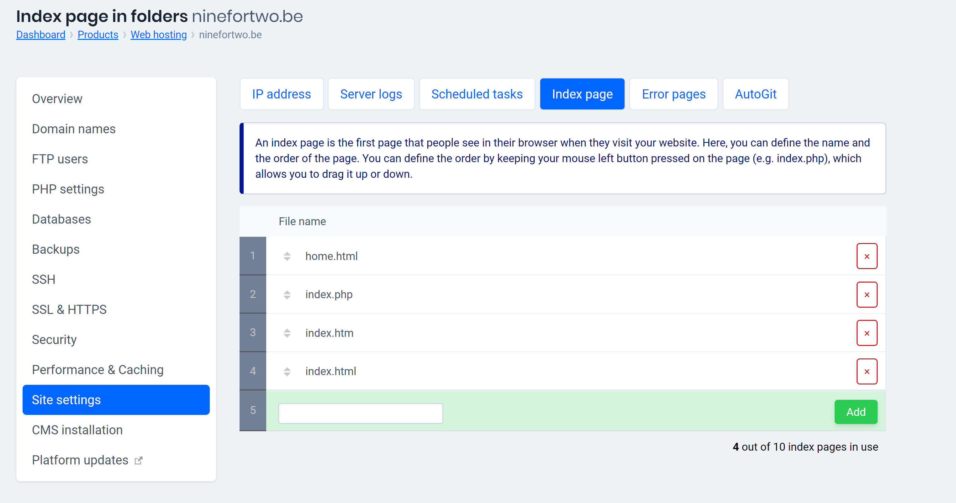 change default page