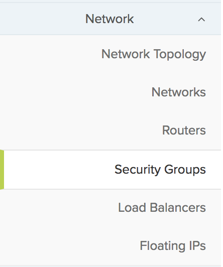 'Network' >> 'Security Groups'