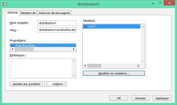 Ajouter des contacts à la liste de distribution