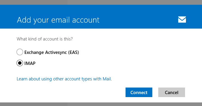 Ad your emal account >> IMAP