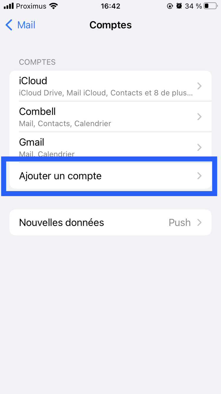 iOS mail ajoutez un compte