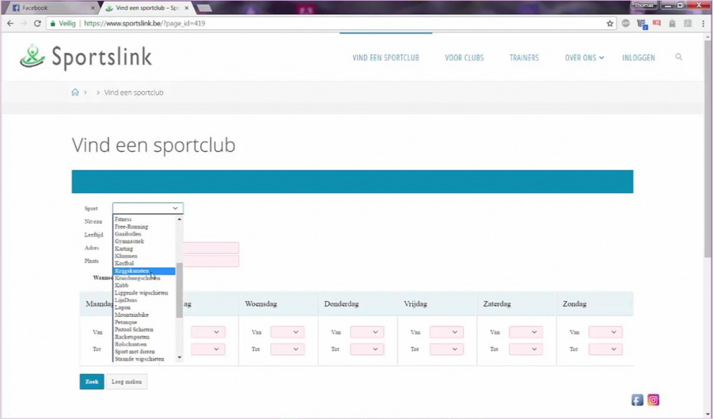 Vind een sportclub met Sportslink op OpenStack