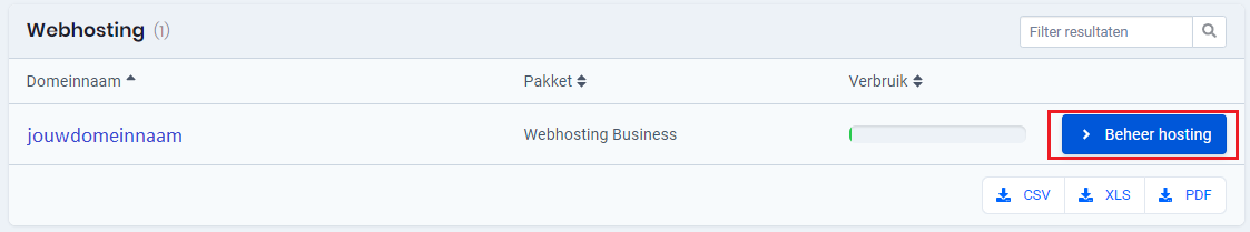 Controlepaneel webhosting beheren