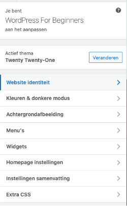 customizer wordpress menu