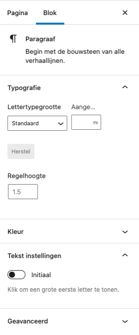 Verschillende bloktypes in de blok-editor van WordPress