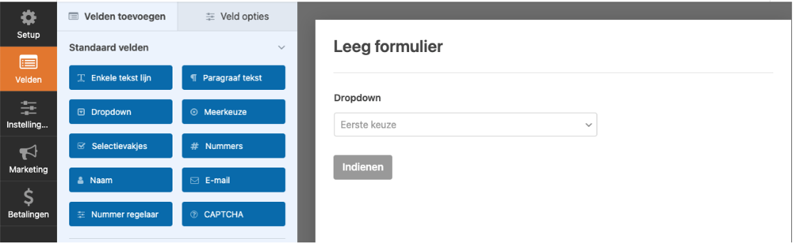 Dropdown-menu toevoegen aan WPForms