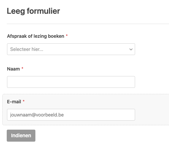 e-mail veld wordpress wpforms