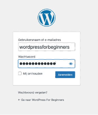 Het inlogscherm van WordPress