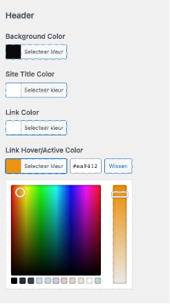 kleuren kiezen header wordpress