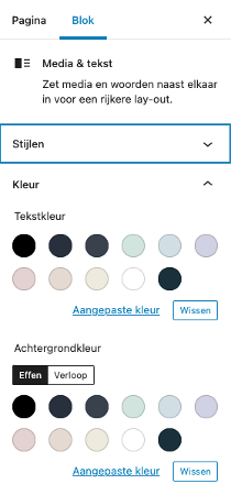 kleurinstellingen blok media & tekst