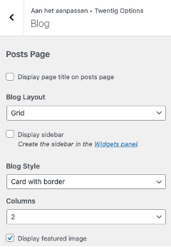 layout blog customizer wordpress