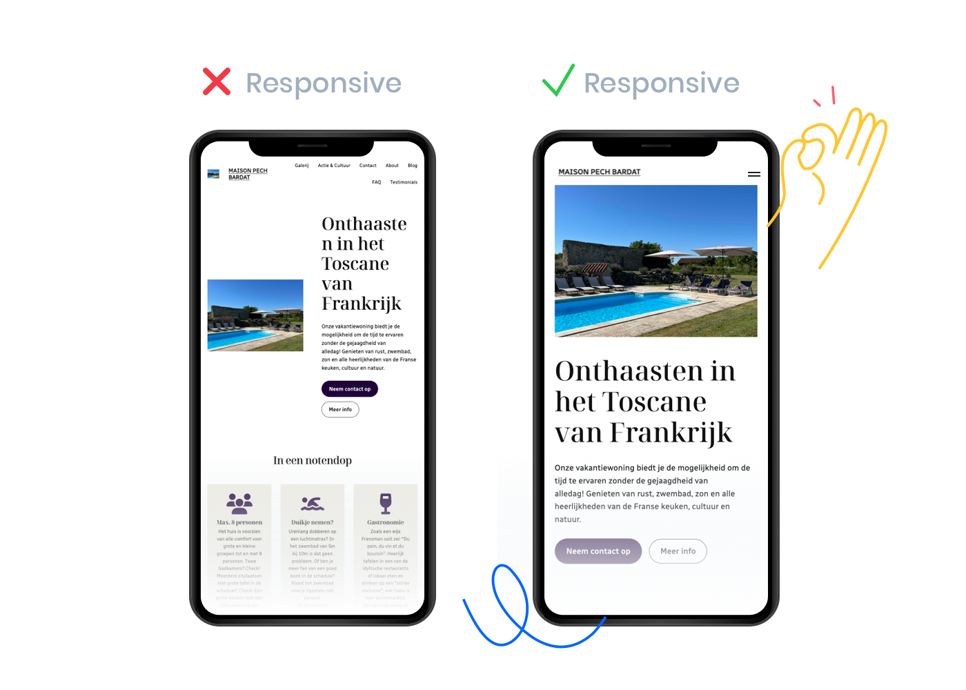 Test hoe je website eruit ziet op een mobile device. 