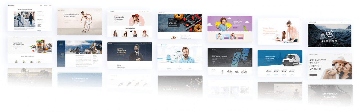 SiteBuilder staat vol met door ontwerpers gemaakte templates om uit te kiezen.