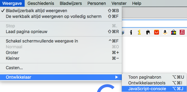 Beeld >> Developer >> JavaScript Console