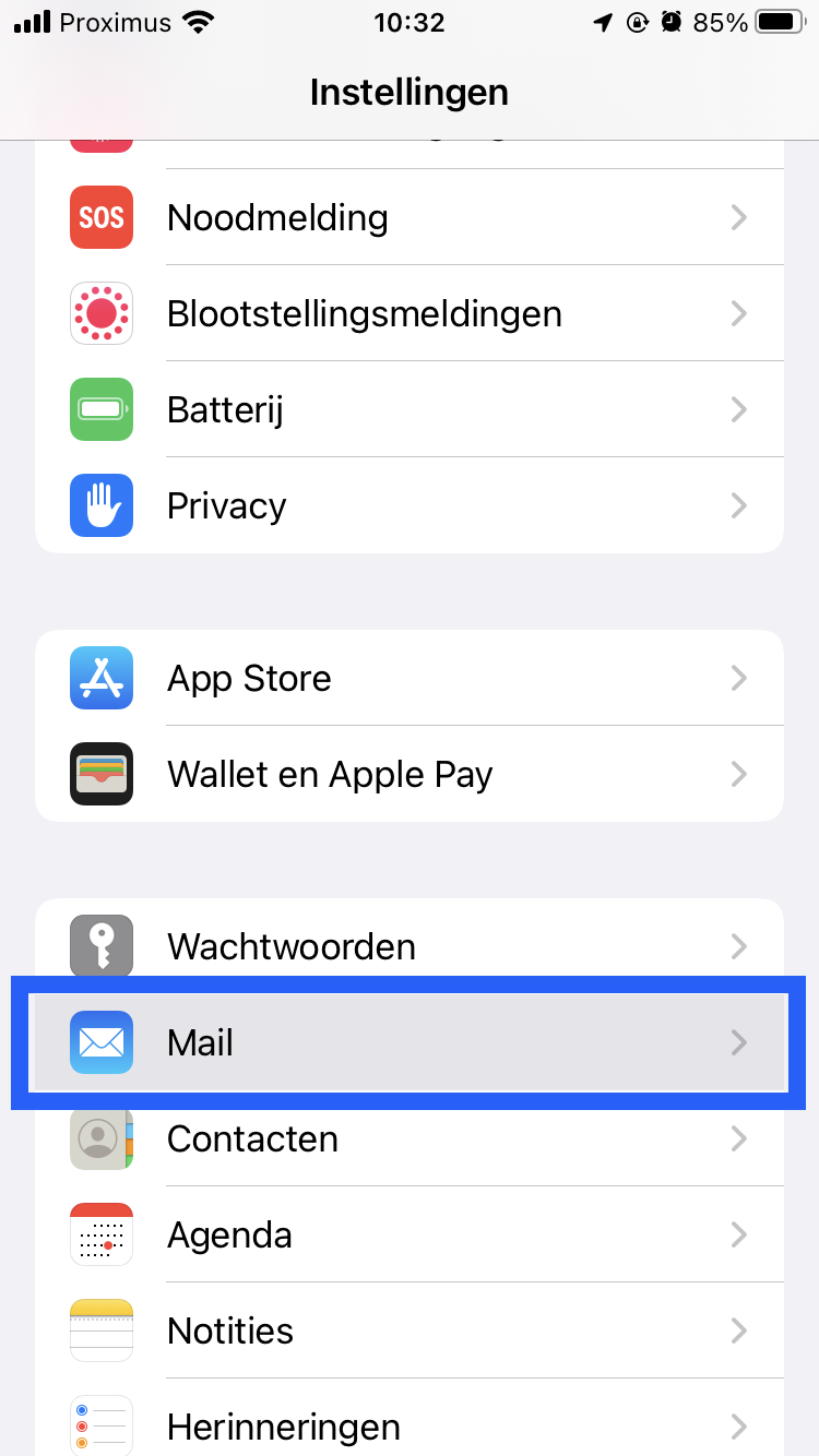 iOS Mail instellingen