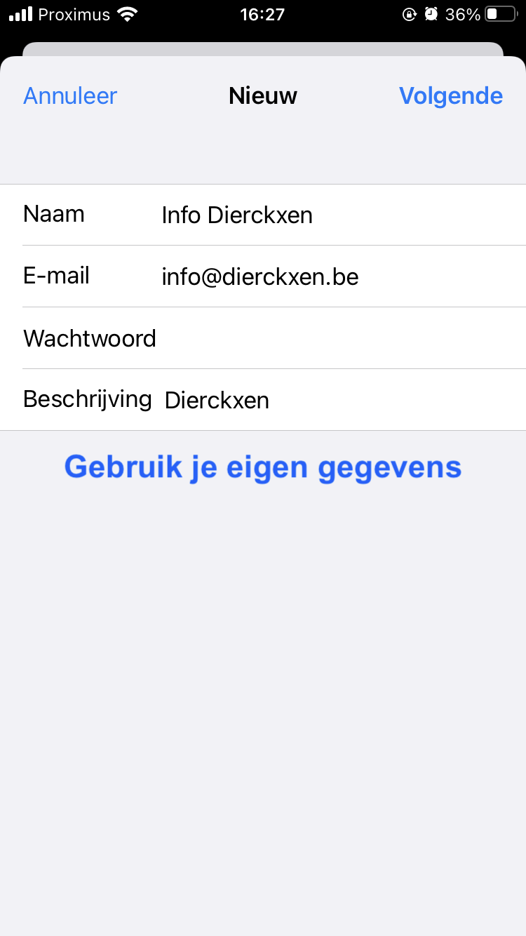 iOS gegevens mailbox step 1